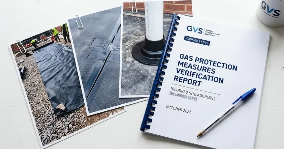 Ground gas verification report with photographic evidence ready for submission to discharge UK planning condition